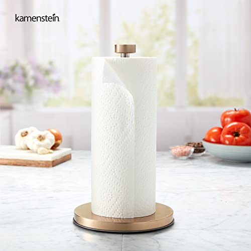 Image of Kamenstein Brushed Gold Perfect Tear, Countertop Paper Towel Holder, One Handed Pull, No Unraveling, Weighted Base to Prevent Tipping, 12.75 Inch