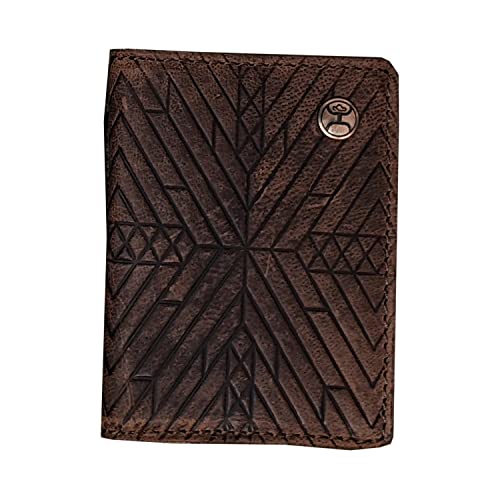 HOOEY Men's Southwestern Embossed Bi-Fold Money Clip Wallet Brown One Size