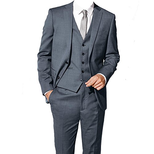 HBDesign Men's 3 Piece 2 Button Notch Lapel Trim Fit Formal Tux2