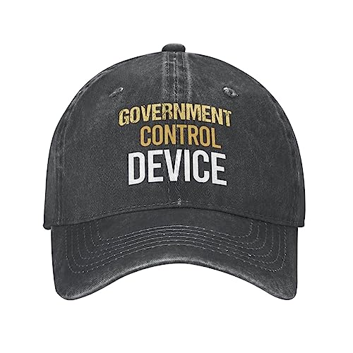 Baseball Cap Government Control Device3 Washed Denim Adjustable Fashion Unique Hat for Men Women