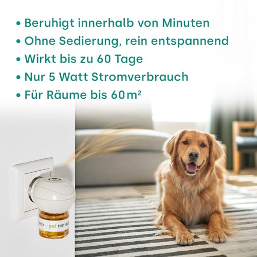 Pet Remedy Emmi All in One Beruhigungsset – Duftstecker & Mini-Spray gegen Stress bei Haustieren I Natürliches Anti-Stress Set für Hunde, Katzen & Kleintiere I pH-neutral & klinisch getestet