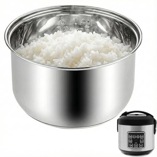 Rice Cooker Replacement Pot, 304 Stainless Steel Inner Pot, Durable Non-Stick Bowl for Even Cooking & Easy Cleanup