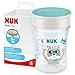 NUK Magic Cup vaso antiderrame bebe | Borde a prueba de derrames de 360° | +8 meses | Sin BPA | 230 ml | Gato (azul) | 1 unidad