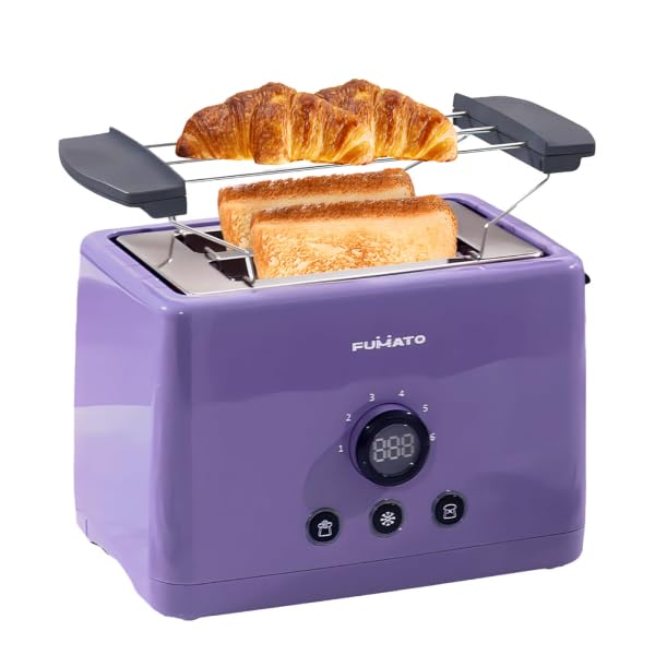FUMATO 1000W 2 Slice Toaster- Bun Rack, 6 Heat Modes, Automatic Pop Up, Removable Crumb Tray, Stainless Steel, Extra Wide Slots, Reheat, Defrost & Mid Cycle Cancel, Hi-Lift & 1 Year Warranty- Purple (B0D7LXJXC8) Amazon Price History, Amazon Price Tracker