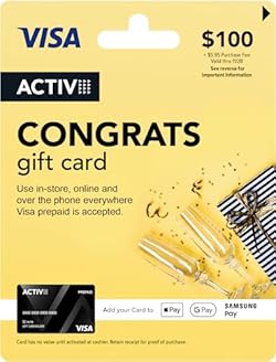 $100 Activ Visa Congratulations Gift Card - Delivered by mail (plus $5.95 Purchase Fee)