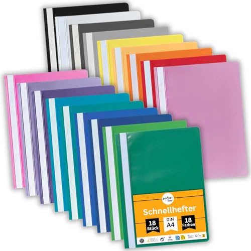 perfect line - 18 Schnellhefter (PP) DIN-A4, 18 Farben,...