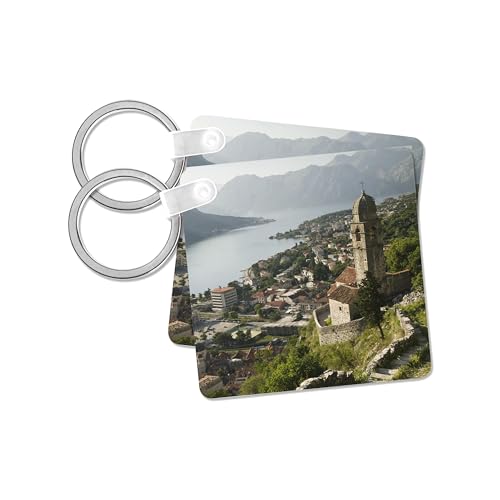 3dRose, Montenegro, Kotor Bay, Gospa od zdravlja Church - EU47 WBI0096 - Walter Bibikow, set of 4 Key Chains