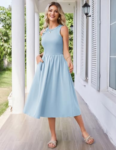 Image of GRACE KARIN Womens Summer Dress Sleeveless Tank Dress Boho Casual Beach Vacation A Line Midi Dress with Pockets
