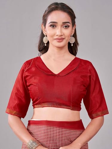Image of Satrani Women's Silk Printed Saree with Unstitched Blouse Piece