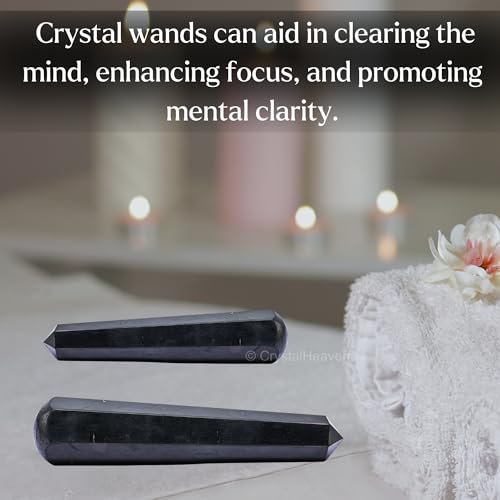 Image of Shungite Crystal Wand - Pointed Crystal Wand for Energy Healing, Chakra Balancing, Meditation and Home Decor - Crystals and Healing Stones for Gift