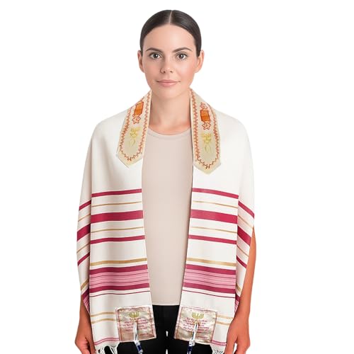 Holy Land Market Women's Messianic Tallit - The Messiah Tallit Prayer Shawl - Pink, Small - Holy Land Tallit Prayer Shawl (72 x 22 Inches)