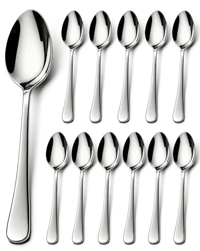 lulir Kaffeelöffel 12 Stück, Edelstahl Teelöffel Dessertlöffel, 11cm Espresso Löffel Klein für Party, Hause, Restaurant Café, Dessert&Küche, Hochglanzpoliert, Spülmaschinenfest