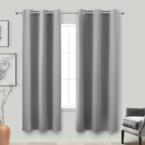 Image of 72 Inch Length Grey Curtains for Room,2 Panels Set 6FT 6 FT Grommet Double Sided Blocking Thermal Insulated Blackout Room Darkening Garage Window Coverings for Bedroom 72 Inches Long,Light Gray