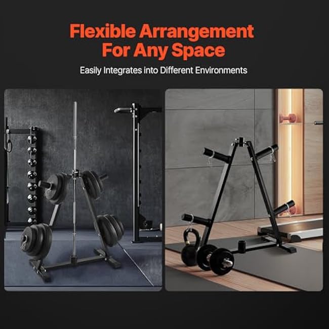 VEVOR Weight Plate Rack, A Frame Weight Plate Tree for 2-Inch Weight Plates, Standard Weight Plate Tree, 300 lbs Load Capacity Weight Storage Holder, Home Gym Barbell Rack Storage Stand, Black