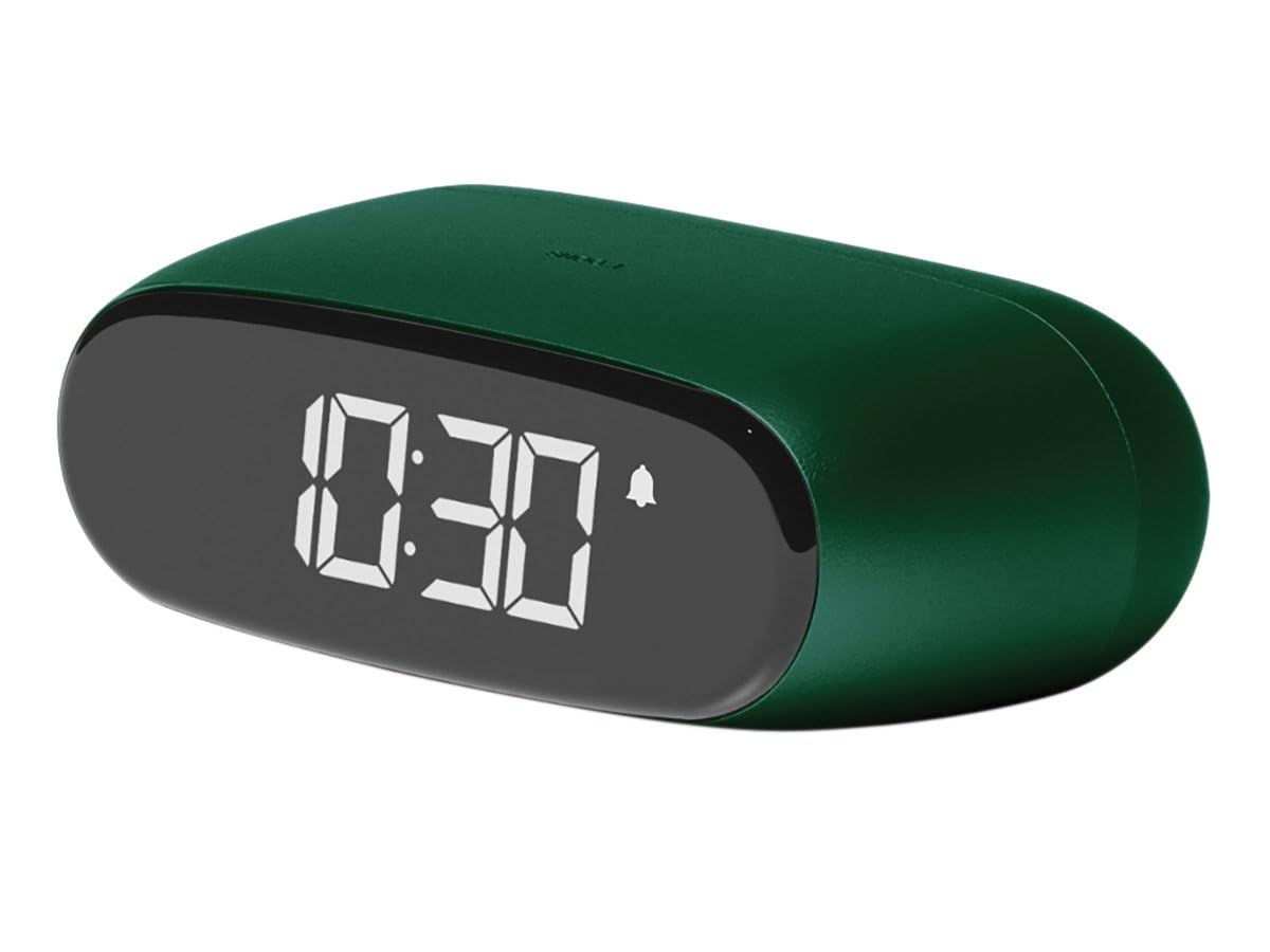 Lexon Minut Mini Compact Alarm Clock with VA LCD Screen, Touch Control, Snooze Function and Backlight, Rechargeable Battery, Aluminium Finish (Aluminium Polished)