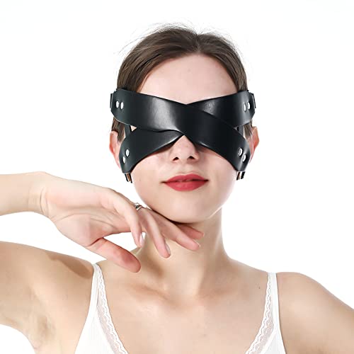Sex Maschera BDSM Maschera in pelle di pelle Black Blind Fold Sex Led Toys per coppie Occhi incrociati che legavano Extreme Fetish Bondage Sex Toys