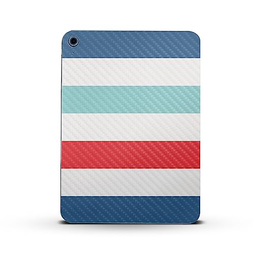 Image of MightySkins Carbon Fiber Skin Compatible with Apple iPad 10.9 inch 10th Gen (2022) Full Wrap Kit - Sailor Stripes | Protective Durable Textured Carbon Fiber Finish | Easy to Apply | Made in The USA