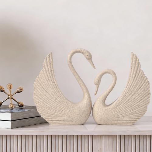 UDKKMK Heart Shape Swan Couple Figurine - Romantic Love Statue, for Women Couple Wife,Wedding, Modern Style Decor for Shelf Office Living Room Coffe Table (Sandstone) by UDKKMK - Image 7