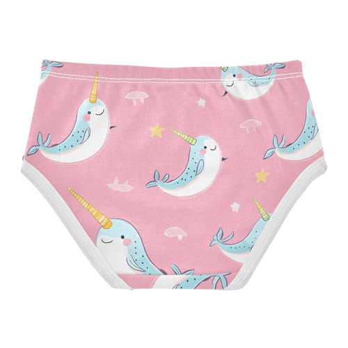 Wusikd Cute Narwhals Girls' Underwear Cotton Rainbow Horn Girls Briefs Soft Toddler Underwear 2T2
