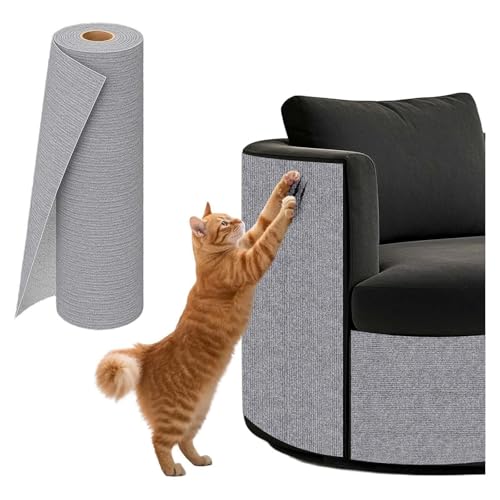 300*60cm 猫 壁紙保護シート, カット可能な粘着式 猫 つめとぎ防止シート 耐摩耗 厚手 傷防止 猫つめとぎ防止シート 猫爪とぎ, 壁紙保護シート 多用途 ストレス解消 運動不足改善,Gray