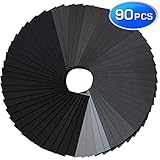 Premium Sand Paper, Wet Dry Waterproof Sandpaper, 90PCS 240 to 2500 Assorted Grit Sanding Paper for Wood Furniture Finishing, Metal Sanding and Automotive Polishing, 9 x 3.6 Inches.