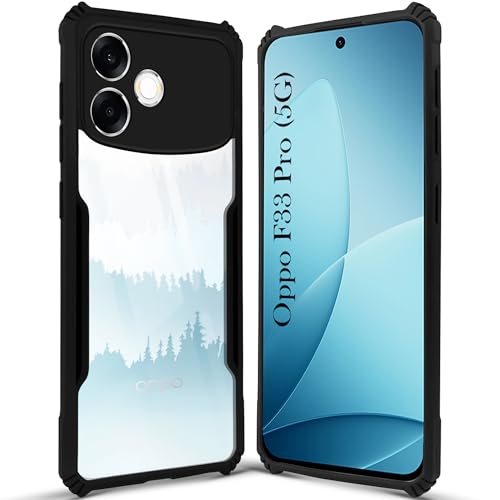 Image of Jkobi Hybrid Back Cover Case for Oppo F33 Pro 5G (Shockproof with Polycarbonate Clear Panel | Professional Black)