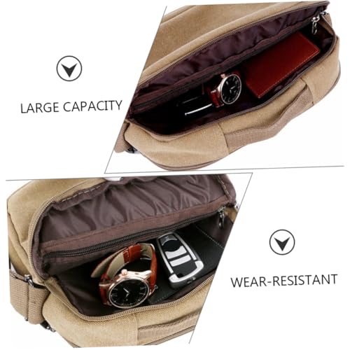 Bolso de lona para hombre multifuncional Beavorty caqui de 7 pulgadas informal 2