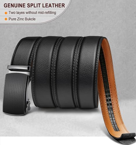 Image of Men's Belt,Bulliant Leather Adjustable Belt for Men Dress Casual 1 3 /8,Trim to Fit