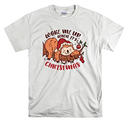 T-shirt paresseux dormant jusqu'à Noël vêtement blanc unisexe XXL humour fêtes