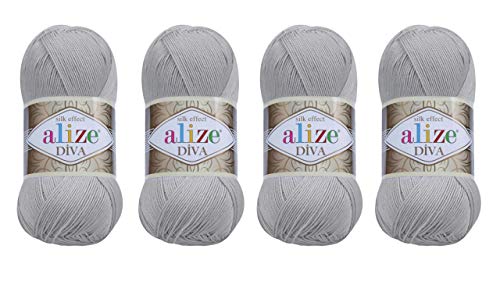 Image of 4 Balls Hand Knitting Yarn 100% Microfiber Acrylic Yarn Alize Diva Silk Effect Thread Crochet Art Lace Craft Lot of 4 skeins 400gr 1532yds (355)