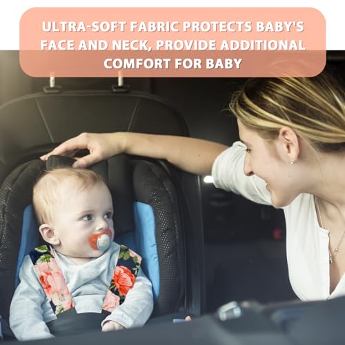 Image of Baby Car Seat Strap Pads, Floral Infant Car Seat Strap Shoulder Pads for Girls Boys, Super Soft Seat Belt Covers for Car Seats, Pushchair, Stroller