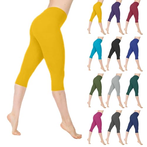 Pantalones de yoga para mujer, 7/8, leggings de algodón de cintura alta, pantalones capri de verano, elásticos, pantalones de deporte, leggings de gimnasio, pantalones de jogging, pantalones de