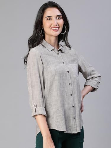 Image of oxolloxo Women's Striped Regular Fit Shirt