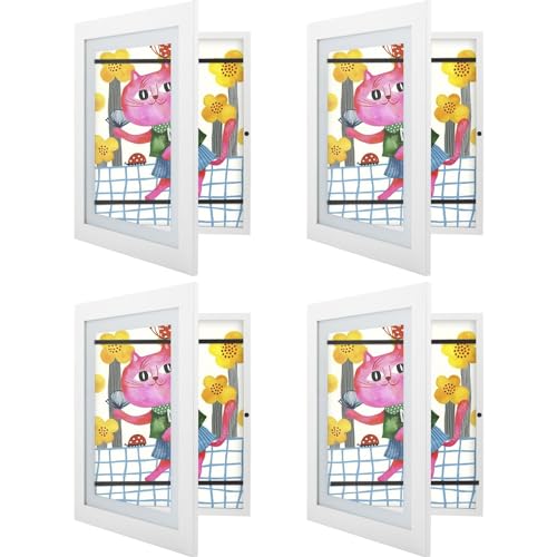 Image of Golden State Art, 10x12.5 Kids Art Frames, Front-Opening, Great for Kids Drawings, Artworks, Children Art Projects, Schoolwork, Home or Office (White, Set of 4)