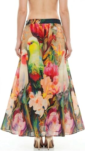 Image of VAGISHA Women's 4-Metre Flared Long Skirt | Skirts for Women Long Length | Long Skirts for Girls | Ethnic & Boho Printed Wear with Elastic Waist | Perfect for Party, Festive & Casual Look