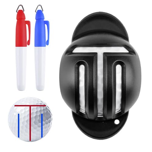 Golf Ball Markers Golf Ball Liner Template Fade-Resistant Golfs Marker And Lines Tool With 2 Multi-Colour Marker Pens On-Course Accessories For Family Friends Colleagues