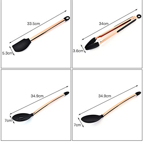Kit d'ustensiles de cuisine en silicone anti-adhésif avec poignée en cuivre 8-piece set without storage bucket cuivré