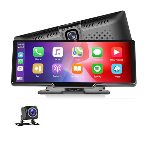 Pantalla Tactil Inalámbrica Klack Compatible Apple Carplay y Android Auto, 9.3 Pulgadas, Radio Reproductor, Cámara de Visión Trasera/Delantera, Bluetooth/FM Radio Transmisor/Vídeo/Siri