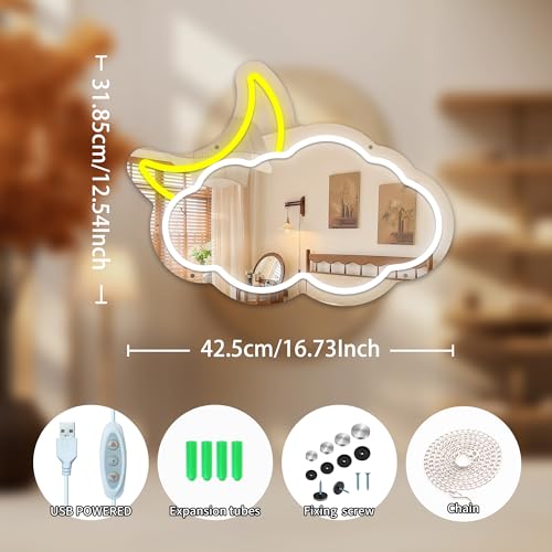 Espejo de nube de luna con luz de neón, 10% de descuento - Image 5