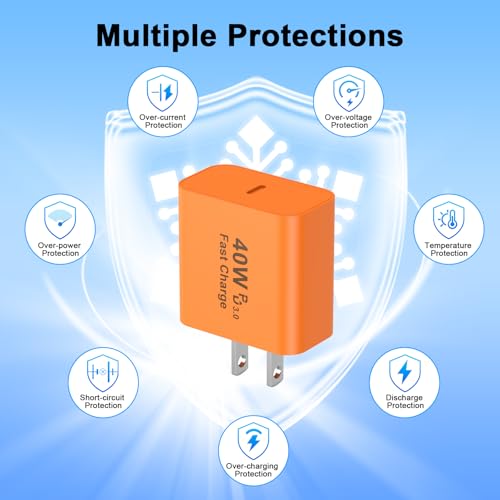 Image of [Apple MFi Certified] iPhone 17 Pro Max Charger Fast Charging, 2Pack 40W USB C Apple Charger Block & 6FT Woven Type C Charging Cable for iPhone 17 /Air /17 Pro /17 Pro Max /16 /16 Pro /16 Pro Max /15 Pro Max