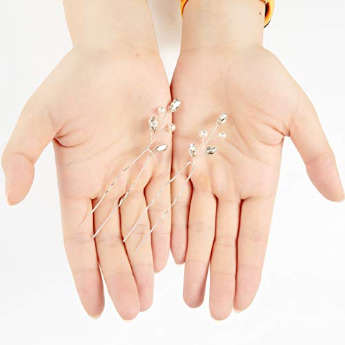 Syhood SYHOOD-PEARL CONSIST-01 6 Pieces Pearl Crystal Bridal Hair Pins Rhinestone Flower Wedding Hair Piece Vintage Hair Accessory Party Hair Pins thumb #2