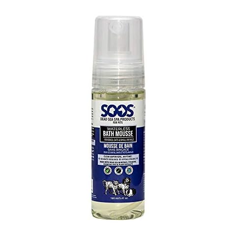 Soos Pet Bath Mousse Waterless Cat and Dog Shampoo Natural Dead Sea Minerals Cleans Dirty Paws Bellies Provides Smoothness Shine Thickness Polish for Pets and Small Animals - 1 Pack (160 ml) Cover