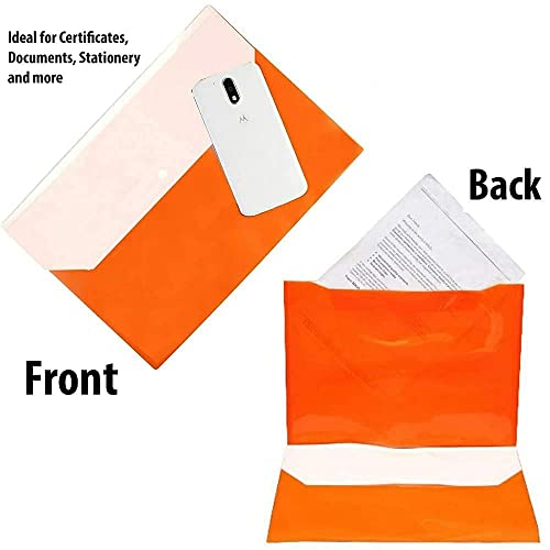 Image of EXPO Front and Back Double Pocket Button Folder for A4, FS, Legal Size Envelope Document Certificates File Folder Bag Holder - Pack of 8