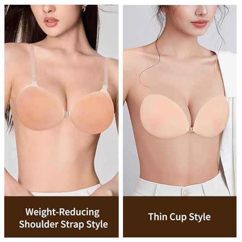 Sticky Bra for Women Push up Silicone Bra for Backless Dress,4 Pairs Adhesive Bras & 4 Pairs Nipple Covers2