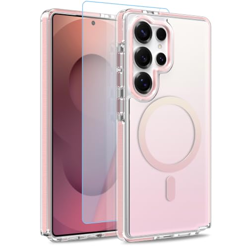 Image of Magnetic Case for Samsung Galaxy S25 Ultra [Compatible with Magsafe] [Anti-Yellowing] [1 Screen Protector] Slim Clear Iridescent Case for Galaxy S25 Ultra 6.9 inch, Pink