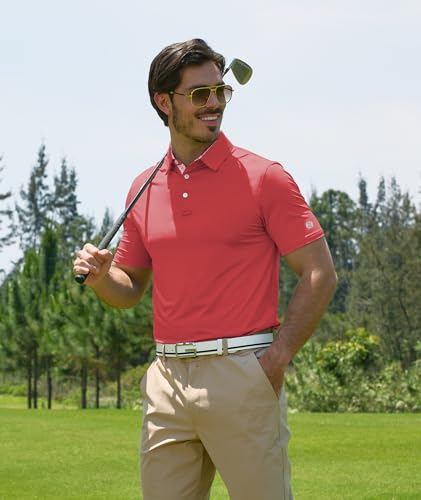 Image of ZITY Golf Shirts for Men Short Sleeve Moisture Wicking Solid Performance Designed Print Collared Casual Polo Shirt