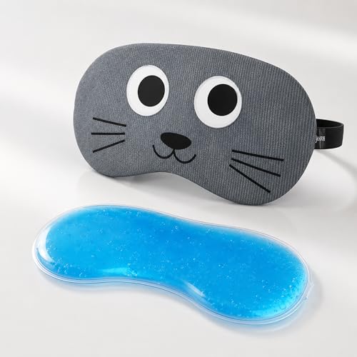 Image of Jenna Gel Sleeping Eye Shade Mask Cover For Insomnia, Meditation, Puffy Eyes And Dark Circles (Eyes Cat Grey Gel)