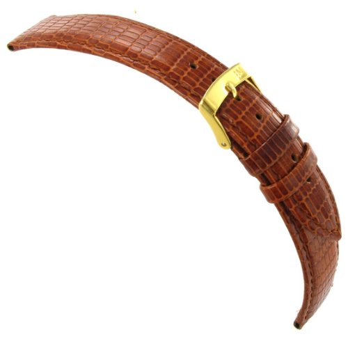 20mm Morellato Lizard Grain Tan Padded Stitched Watch Band Regular 1404