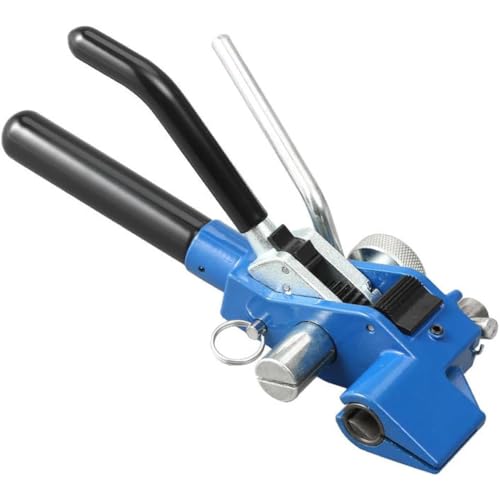 Herramienta manual de prensa de correa de acero sin hebilla para flejar, sujetar y cortar, ideal para agrupar cables, tuberías y carteles