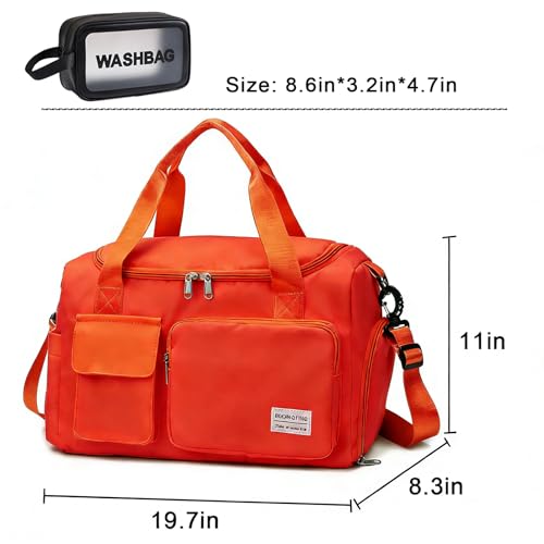 Image of Small Gym Bag for Women, Travel Duffle Bag Carry On Weekender Bag with Shoe Compartment